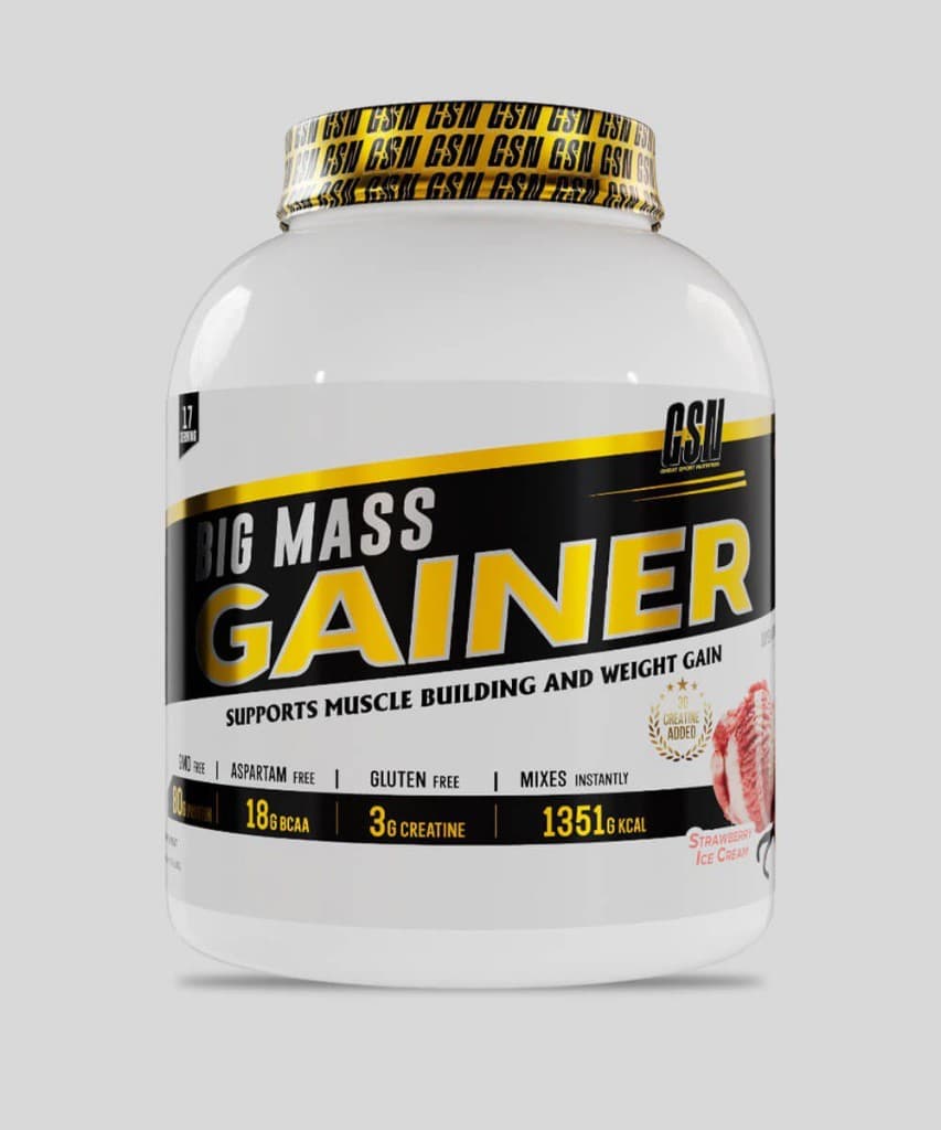 Pot de mass gainer 3 kg, saveur strawberry ice cream